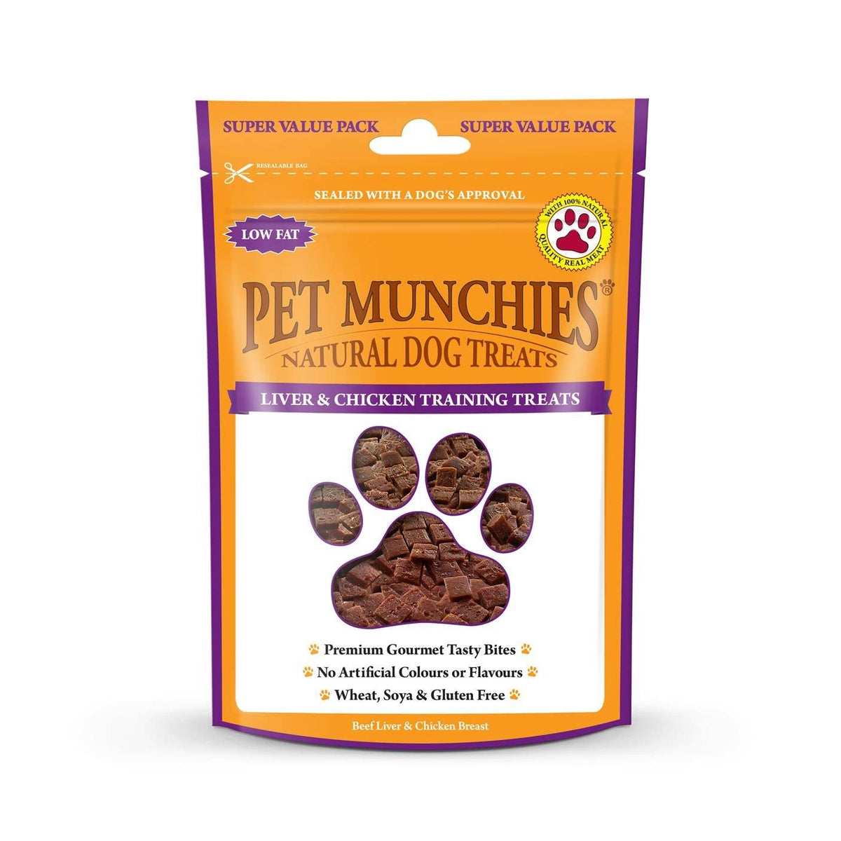 Pet Munchies Liver and Chicken Dog Training Treats, Grain Free Tasty Bites with Natural Real Meat, Low in Fat and High in Protein 150g