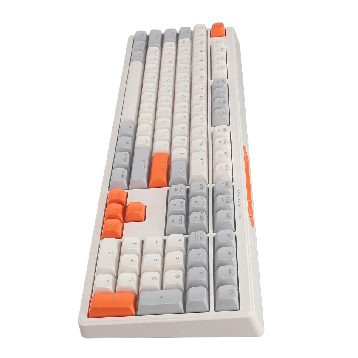 Gaming Keyboard, Plug and Play RGB Backlit Keyboard 108 Keys Silent for Home (Grey White Orange)