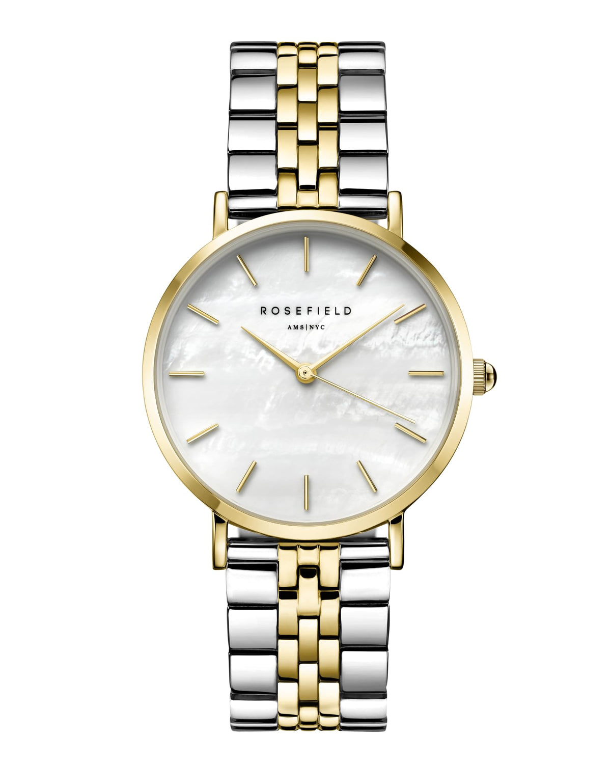L'Upper East Side Silver Gold Duotone with White Pearl Dial and a 33mm Gold Steel Case UWDSSG-U30, -, One size, bracelet