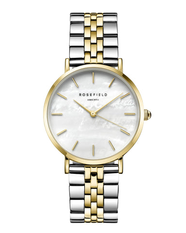 L'Upper East Side Silver Gold Duotone with White Pearl Dial and a 33mm Gold Steel Case UWDSSG-U30, -, One size, bracelet