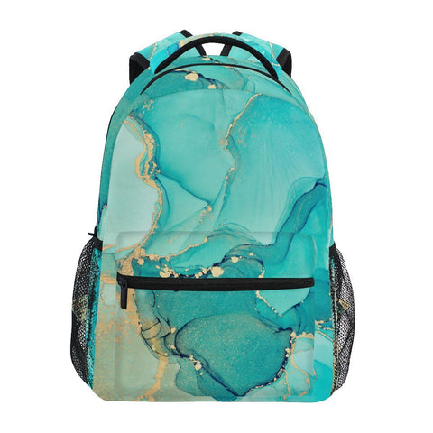 Childrens Backpack, Schoolbag Marble Abstract Fluid Art Blue Large Capacity Students Bookbag Rucksack Knapsack for Boys Girls Adults Teen