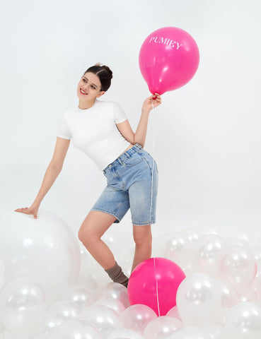 PUMIEY Summer Tops for Women Slim Fit Short Sleeve T Shirts Sexy Y2K Crop Top, Splashed White Medium