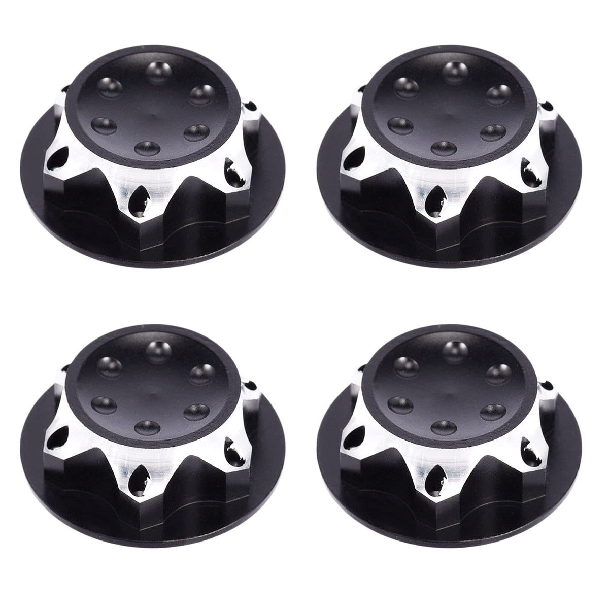 kingsea 4Pcs RC Car 1/8 Scale 17mm Hex Wheel Nut Anti-Skid Dust Lock Nuts Adapter Compatible with LOSI Team-C RC Off-Road Truck Wheel and Tire Accessories Black