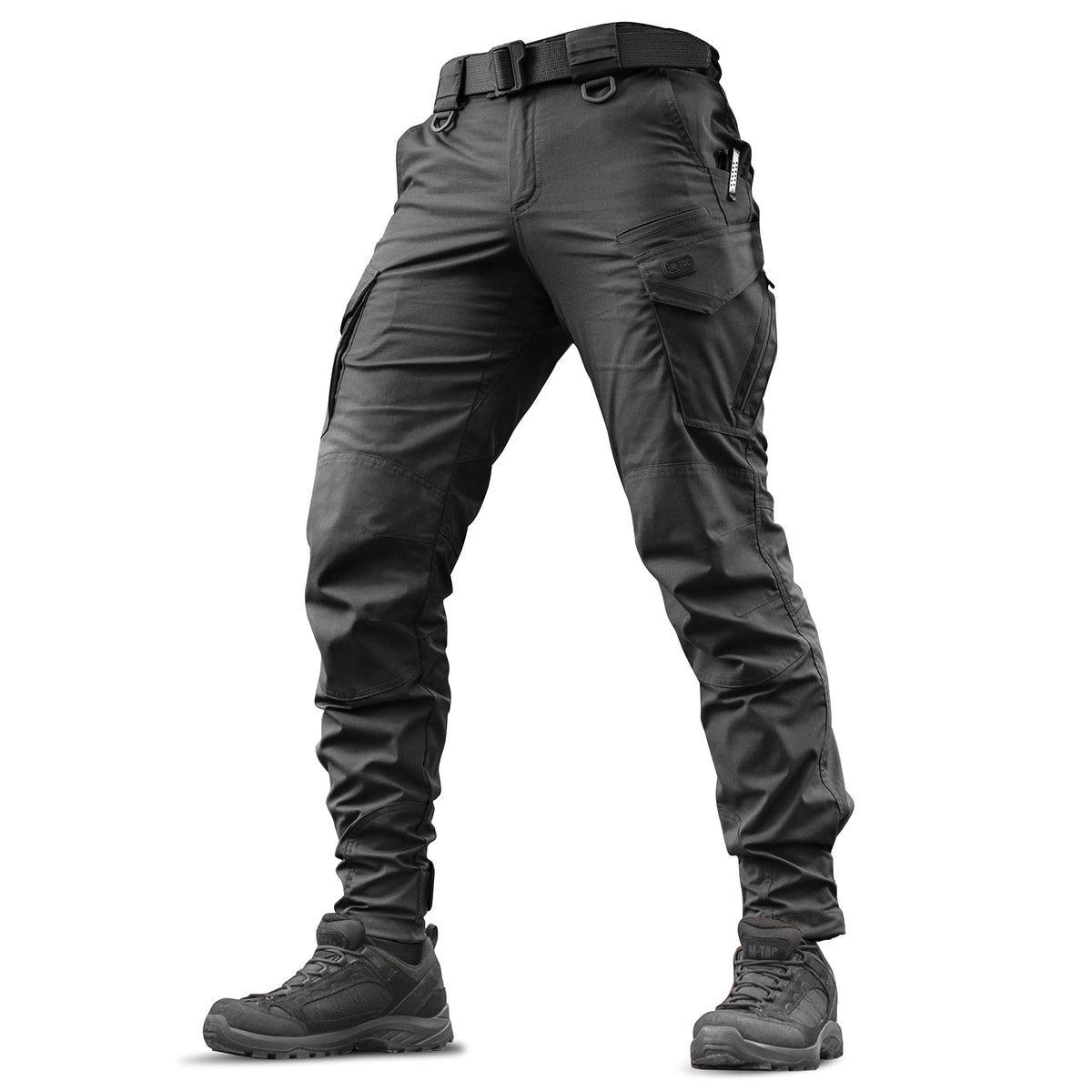 M-Tac Aggressor Flex - Tactical Pants - Men Black Cotton with Cargo Pockets (Black, 34W x 30L)