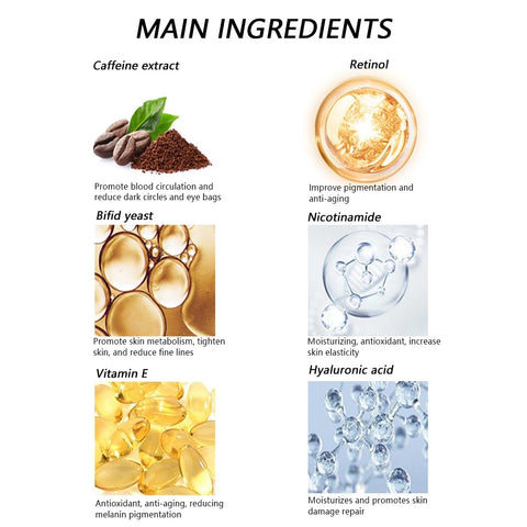 Caffeine Eye Serum, Retinol Eye Firming Serum for Dark Circles and Puffiness, Anti Aging Eye Serum with Hyaluronic Vitamin E, Smooth Fine Lines and Hydrate Eye Area