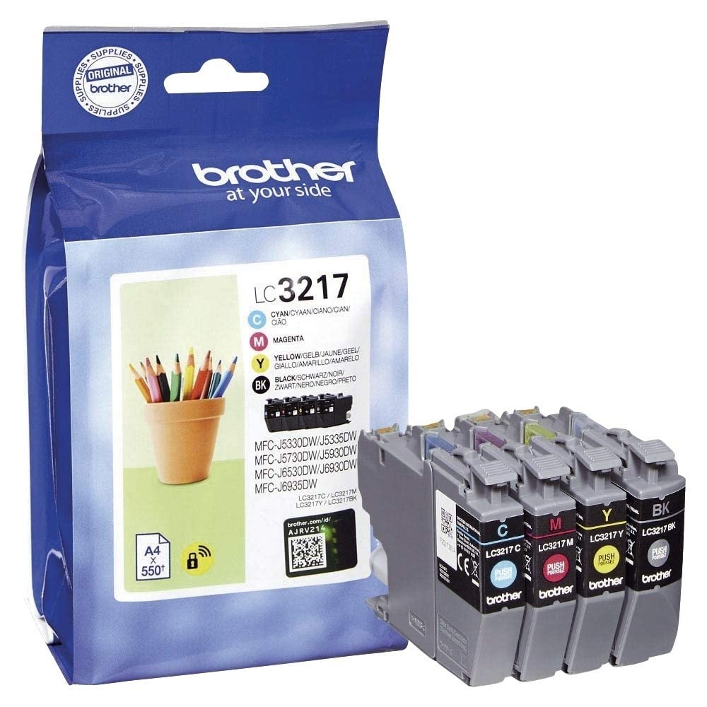 BROTHER LC-3217 Ink Cartridges Value Pack with Multicolour (Black, Cyan, Yellow and Magenta)