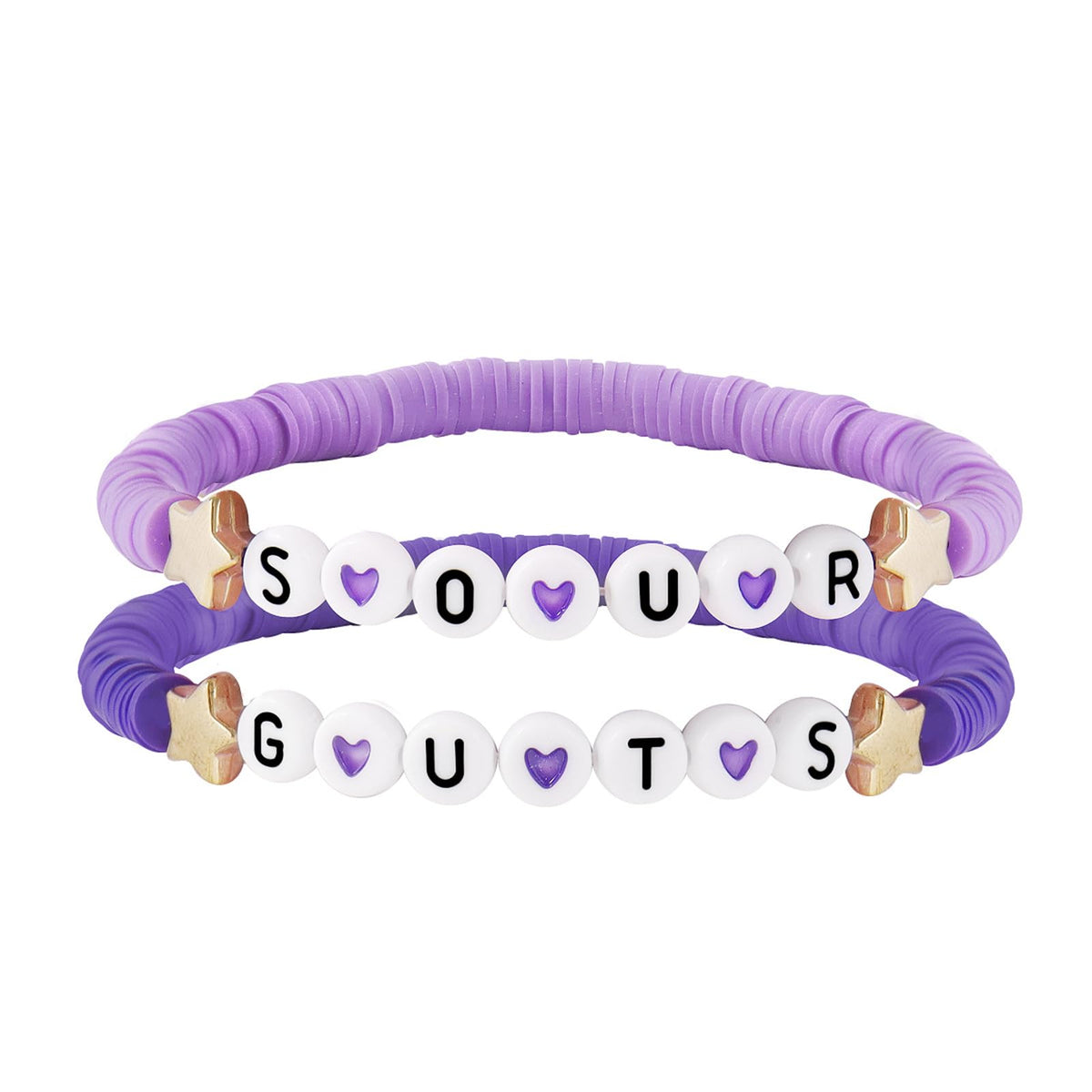 GAUEIOUR Purple Soft Pottery Bracelet,OLIVIA RODRIGO Fans Bracelet,Personalized Little Fresh Support Idol Single Item,TUYRIEDSA Album Versatile Fashion Letter Bracelet.