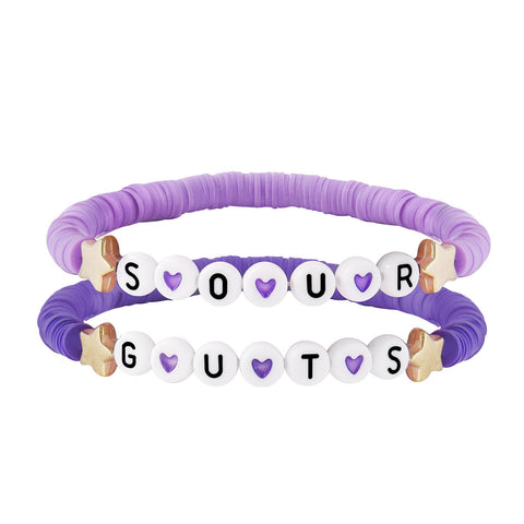 GAUEIOUR Purple Soft Pottery Bracelet,OLIVIA RODRIGO Fans Bracelet,Personalized Little Fresh Support Idol Single Item,TUYRIEDSA Album Versatile Fashion Letter Bracelet.