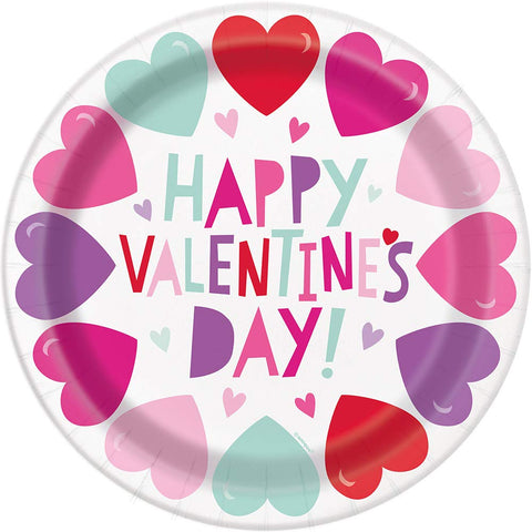 Unique Smiling Hearts Round Dessert Party Plates, 8 Ct.