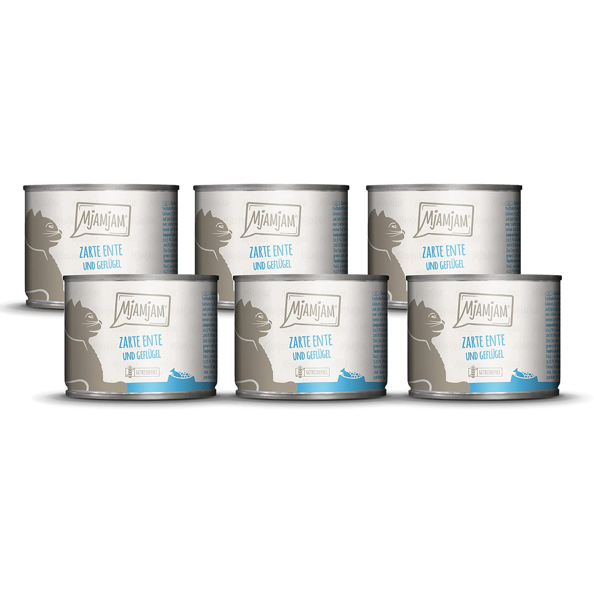 MjAMjAM - premium wet food for cats - tender duck & poultry with delicious carrots, pack of 6 (6 x 200 g), grain-free with extra meat