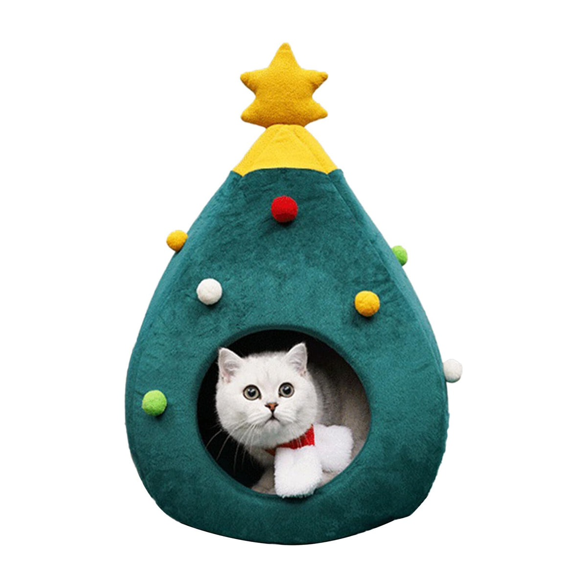 Felenny Pet Christmas Tree Cat House, Pet Christmas House Beds, Christmas Warm Cat Bed, Portable Green Pet Tent Cat Cave Nest, Christmas Pet House for Cats, Kittens, Small Animals