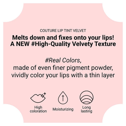 ESPOIR Couture Lip Tint Velvet | Melts Down and Fixes onto Your Lips! A Velvety Texture | Longwear Weightless Vivid Liquid Lipstick & Full Coverage Natural Silky Matte Lip Tint | Korean Makeup (#8