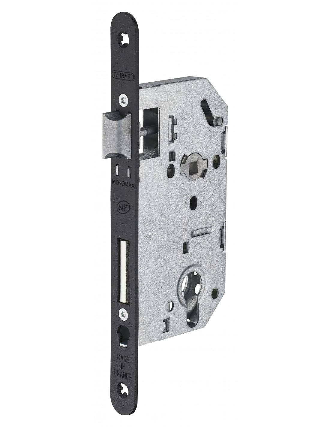 THIRARD 00556830 Monomax NF 50 Axis Cylinder Version Lock Galvanised Box, Epoxy Black Granite Headrest - Recessed Model for Front Door - Made in France Finish