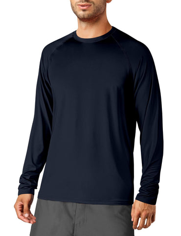 Men's Sun Shirts Long Sleeve Rash Guard UPF 50+ UV SPF Fishing Running Swim Shirts Lightweight Quick Dry, Dark Blue, L