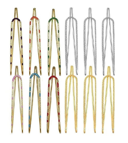 VAMA Multicolor Clip on Saree Safety Pin Brooch For Heavy Sarees Pallu Dresses Odhani Metal Pins