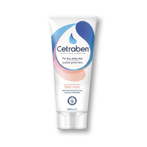 Cetraben Moisture Protect Body Wash, 200 ml, For dry, itchy and eczema prone skin, Gentle and Non-drying