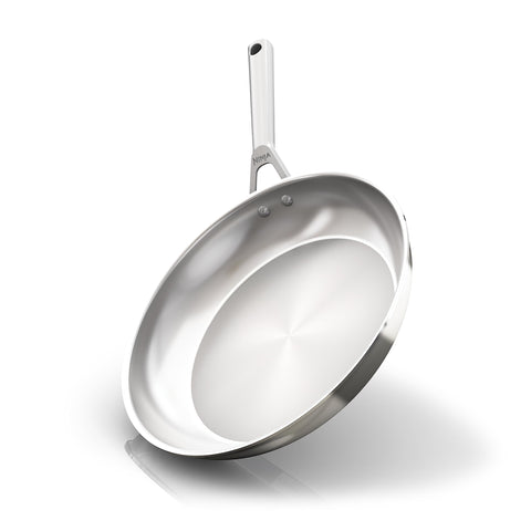 Ninja Everclad Commercial-Grade Stainless Steel 12" Fry Pan, Tri-Ply Pans, Oven Safe to 600Â°F, PTFE Safe, All Stovetops & Induction Compatible, Stainless, C90030