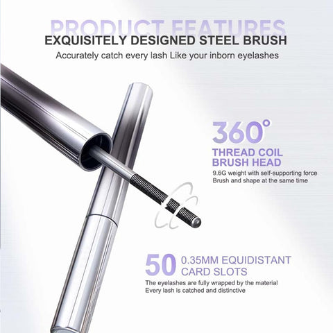 Generic Iron-looking Wand Mascara, Iron Strong Mascara, 3D Curling Eyelash Mascara, Non-Clumping, Smudge Proof - Black