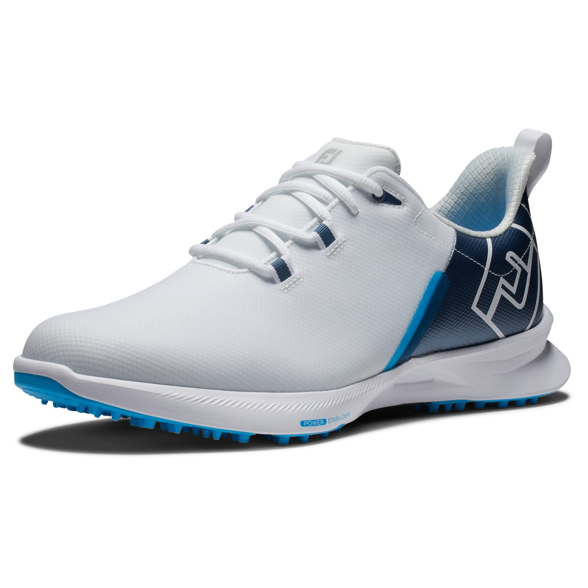 FootJoy Men's FJ Fuel Sport Golf Shoe, White/Navy/Blue, 10.5