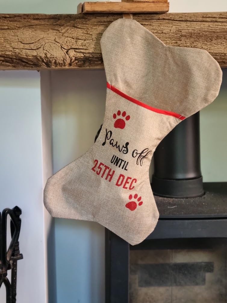 Pet Christmas Stocking - Dogs (Bone shaped) Paws Off until 25th Dec!