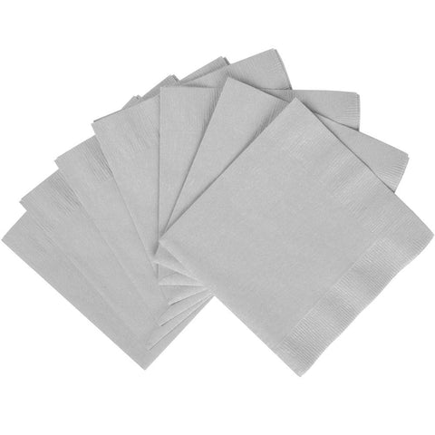 Silver 3-Ply Beverage Napkins | Pack of 20 | Party Supply