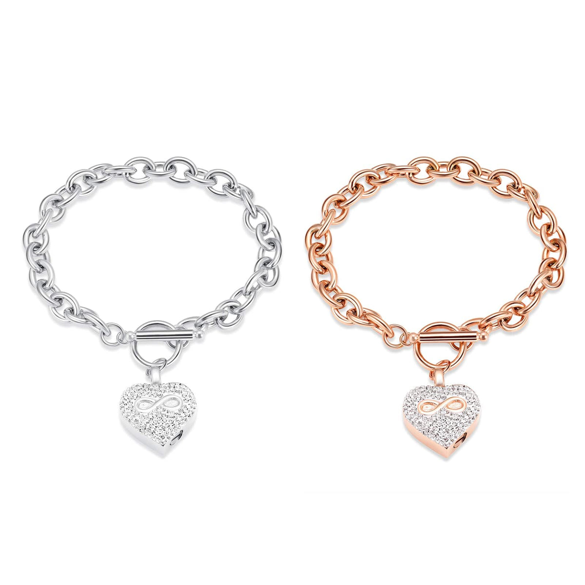 zeqingjw Infinity Heart Cremation Bracelet for Ashes - Stainless Steel Urn Bangles for Pet/Human Ashes - Memorial Keepsake Ash Jewelry, 7.63 Inch, Metal, stainless-steel