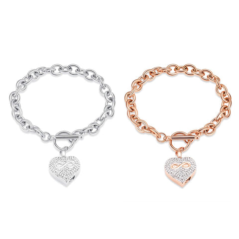 zeqingjw Infinity Heart Cremation Bracelet for Ashes - Stainless Steel Urn Bangles for Pet/Human Ashes - Memorial Keepsake Ash Jewelry, 7.63 Inch, Metal, stainless-steel