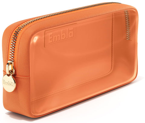 Embla Clear Cosmetic Bag Makeup Bag, Clear Zipper Pouch Cosmetics Bags Cute Womens Make Up Pouches, Clear Toiletry Travel Bag Tote, Preppy Purse Cosmetic Organizer Mini Small Makeup Bags, Peach Small