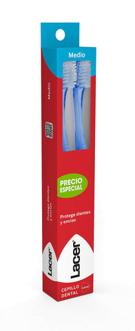 LACER Duplo Cepillo Dental Medio + Cepillo de Viaje GRATIS