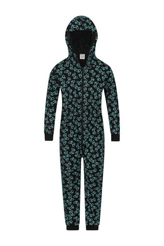 ThePyjamaFactory Boys Gamer On Duty Gaming Sleepsuit Black Blue All In One Cotton Onesie (7-8 Years)