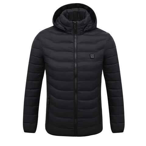 Jueshanzj Heating clothing winter lightweight heat insulation jacket men's electric USB thermostat heating cotton clothing Black 9 hot spots M