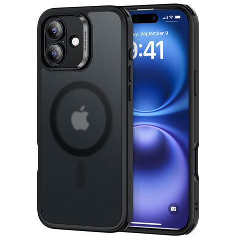 ESR for iPhone 16 Case, Compatible with MagSafe, Shockproof Military-Grade Protection, Magnetic Phone Case for iPhone 16, Classic Hybrid Case (HaloLock), Frosted Black