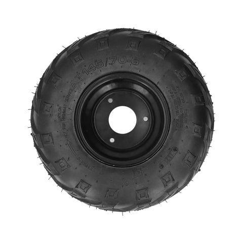 Headerbs ATV Tubeless Tire, 145/70?6 Tire Go Kart Tubeless Tyre with 6in Rim Rubber Universal for Go Kart UTV Quad Bike 4 Wheelers