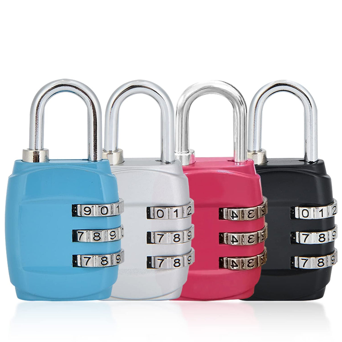 4 Piece Drawer Lock, 3-Digit Code Cabinet Lock, resettable Combination Lock, Color Padlock, Metal Digital Lock, Used for lockers and suitcases