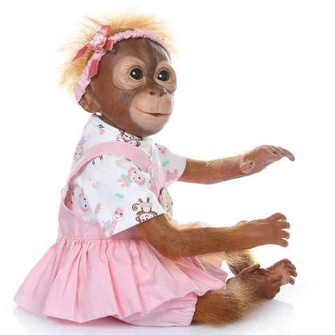 iCradle New 21INCH 52CM Reborn Baby Monkey Handmade Detailed Paint Newborn Doll Collectible Art Toy for Ages 3+ (Pink)
