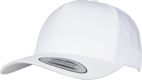 FLEXFIT Trucker Cap, Classic Trucker Hat, Baseball Trucker Cap with 5-Panel and Mesh Back, Adjustable Baseball Hat with Plastic Closure, Headwear, Unisex, Colour: White, Size: One Size