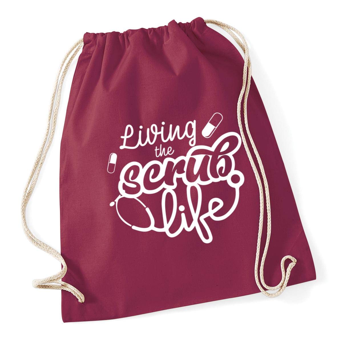 Hippowarehouse Living the scrub life Drawstring Cotton School Gym Bag 37cm x 46cm, 12 litres