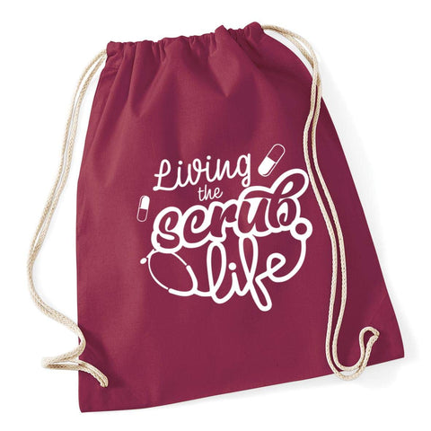 Hippowarehouse Living the scrub life Drawstring Cotton School Gym Bag 37cm x 46cm, 12 litres