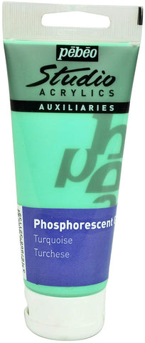 Pebeo - Acrylic Fine Studio Acrylics - Phosphorescent Gel Turquoise - Phosphorescent Gel Turquoise 100ml/3.38oz