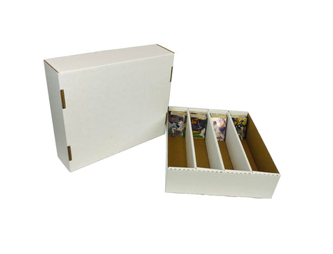 (4) 3200 Count Corrugated Cardboard Storage Boxes by Max Pro for Baseball, Football, Basketball, Hockey, Nascar, Sportscards, Gaming & Trading Cards Collecting Supplies FULL LID