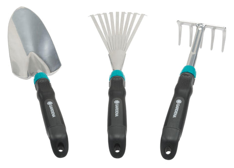 Gardena Comfort Small Tool Set - Ideal Set for Garden Keeping with Flower Trowel, Small Broom and Flower RAK (8964-60)