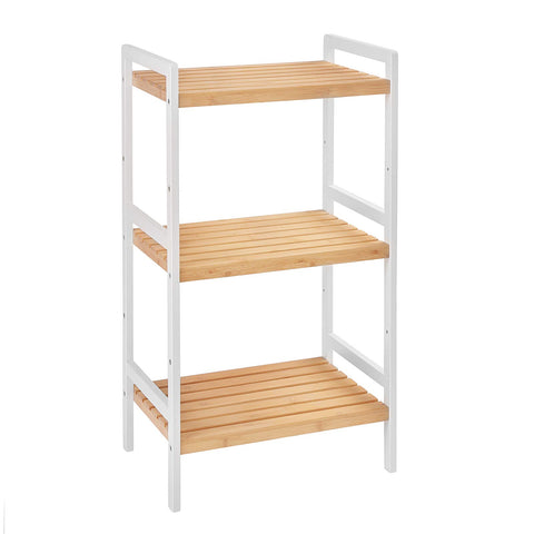 SONGMICS 3-Tier Bamboo Storage Rack for Bathroom, Kitchen, Bedroom, 45 x 31.5 x 80 cm, Natural and White BCB73Y