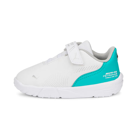 PUMA AMG Petronas Drift Cat Decima Hook and Loop Sneaker, White-Spectra Green-Mercedes Team Silver, 1.5 US Unisex Little Kid