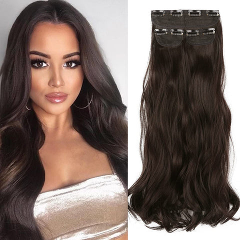 Clip in Hair Extensions Dark Brown Hair extensions 3PCS 24" 220g Not Heavy But Easy To Use Adjustable Invisible Full Head Hidden Crown Can be Ponytail Hair Extensions