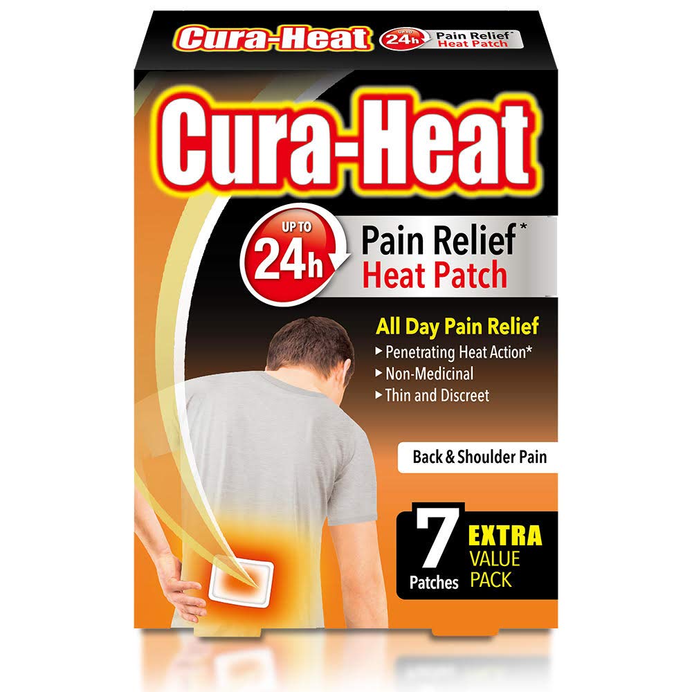 Cura-Heat Back and Shoulder Pain Heat Patch | 7 Patches | Targeted Pain Relief | Pain Relief up to 24h | Penetrating Heat Action
