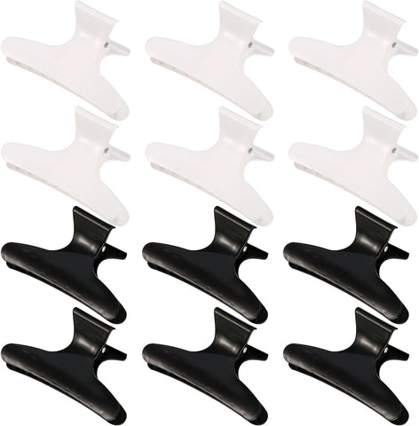 12 Pieces Butterfly Hairdresser Clamps Salon Hair Claw Hairdresser Clamp Black White Clip Barrettes