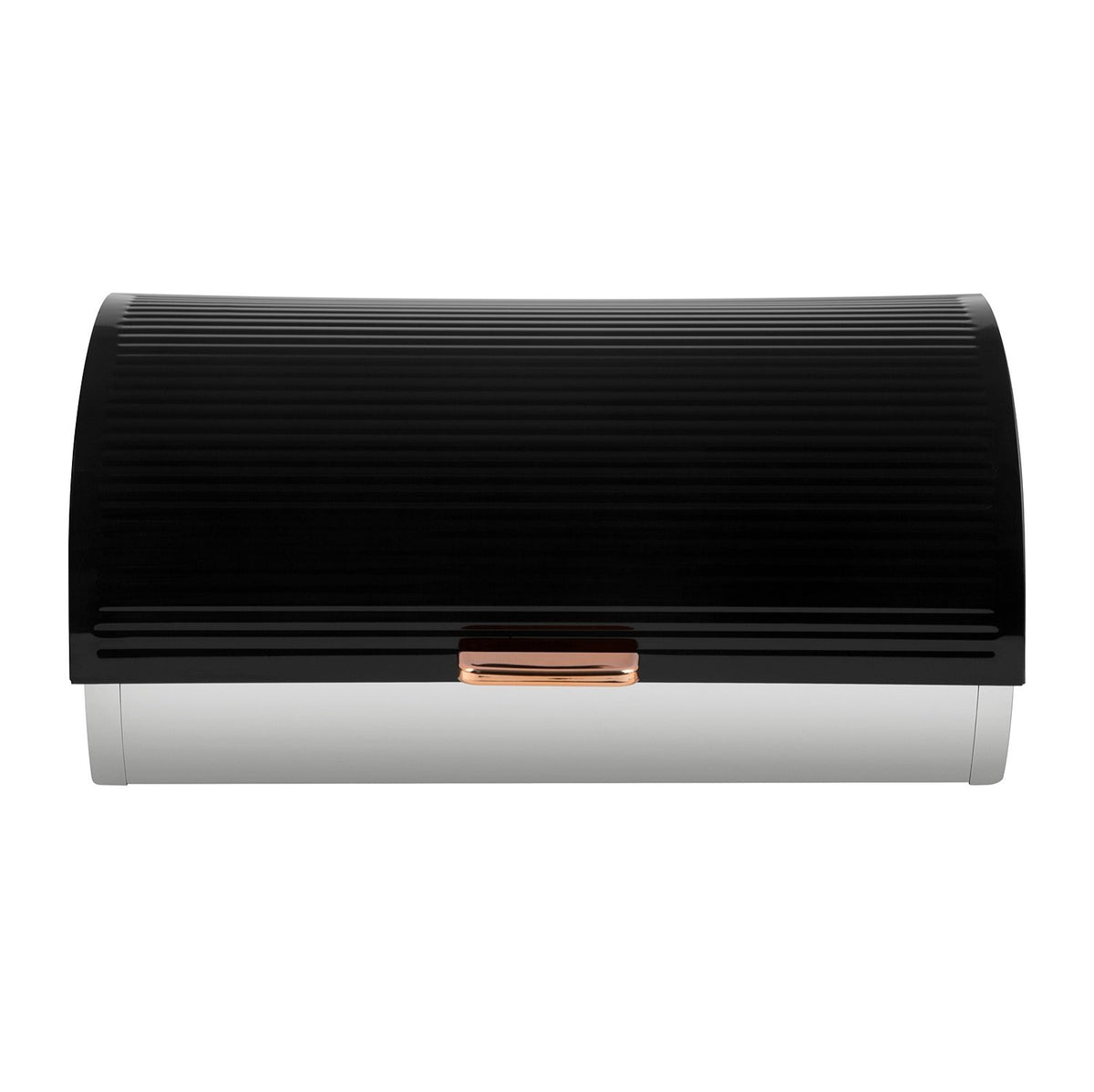 Tower T826000RB Bread Bin, Rose Gold Linear Collection, Roll Top Lid, Stainless Steel, Black and Rose Gold, 20 x 41 x 27 cm