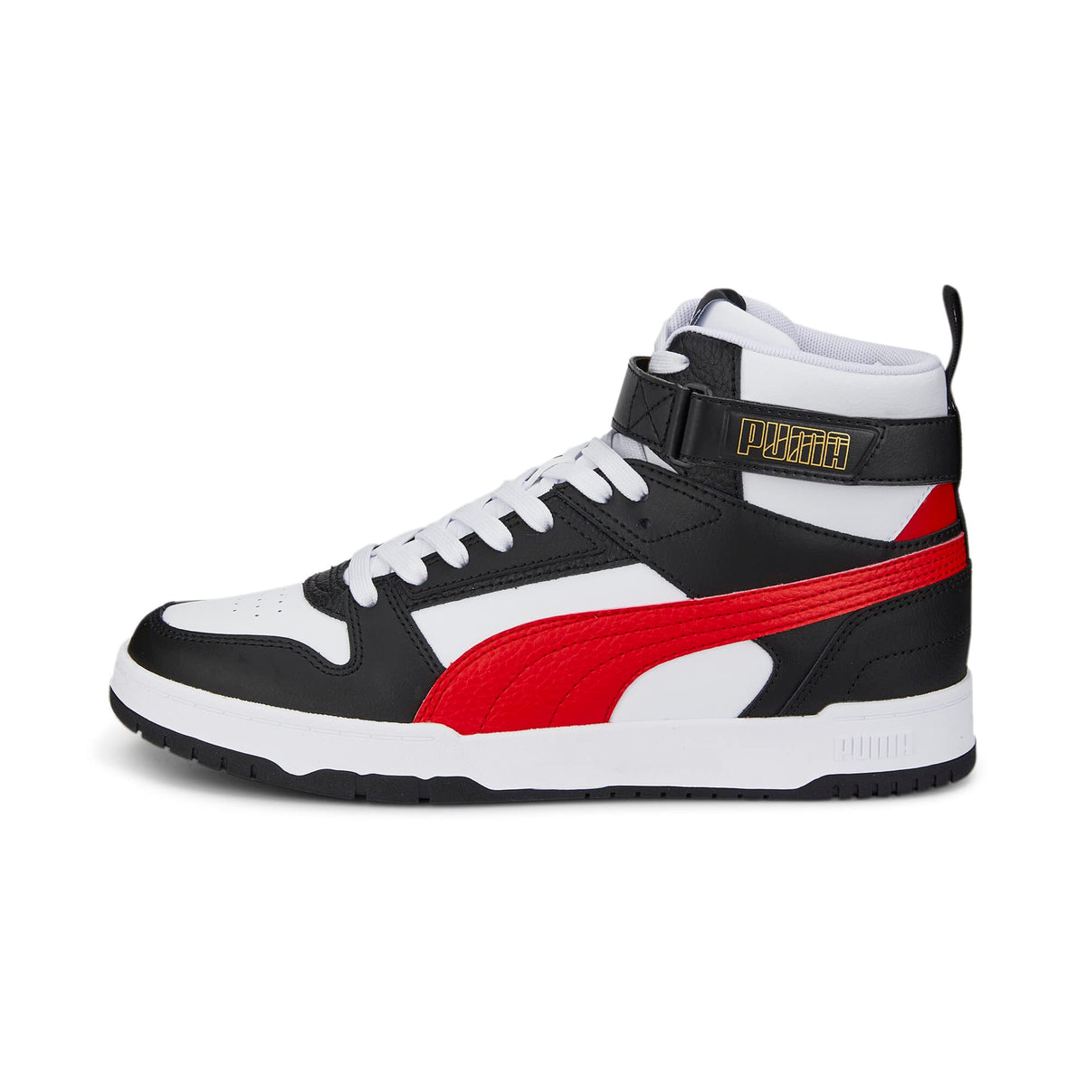 PUMA Unisex Sneaker, White High Risk Red Black Team Gold, 7.5 US Men