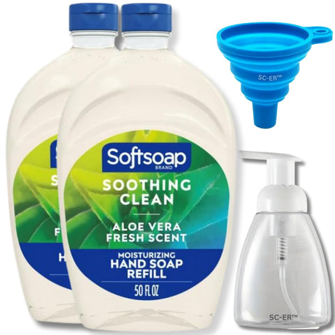 2 PACK - SoftSoapÃƒÆ’Ã†â€™ÃƒÂ¢Ã¢â€šÂ¬Ã…Â¡ÃƒÆ’Ã¢â‚¬Å¡Ãƒâ€šÃ‚Â®' Aloe Vera Antibacterial Moisturizing & Refreshing Hand Soap Refill Soothing - 50fl oz EACH - BONUS: (1) Dispenser Bottle + (1) Silicone Mini Funnel