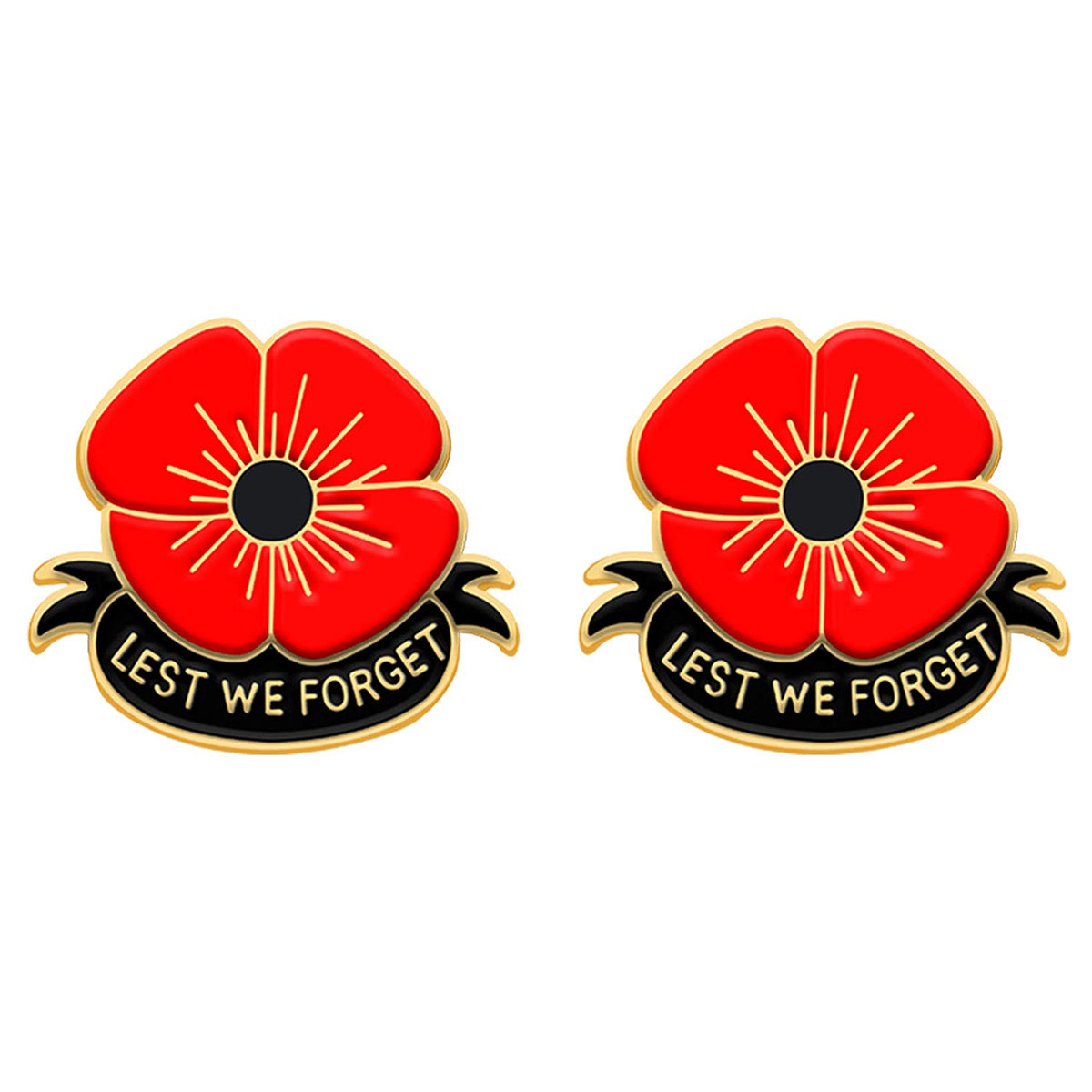 GUO Red Metal Poppy flower Pins Brooch Handmade craft enamel flower Lest We Forget for Women Men Veterans Day Memorial Day Remembrance Day Gifts Clothing Accessories lapel pin, L, Alloy Steel, no